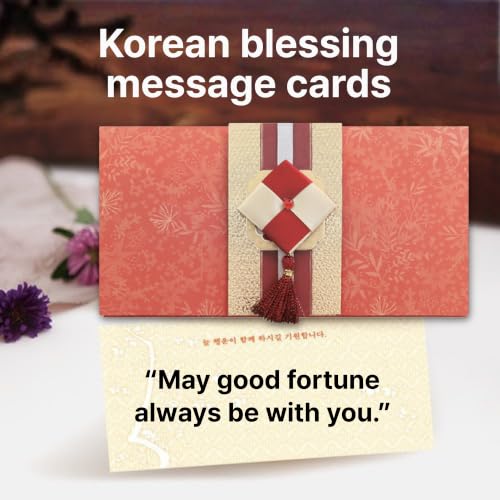 Korean Traditional Money Envelopes – Hanbok & Jogakbo Cash Gift Holders with Tassel (Sunset Bloom Trio) - color: Sunset Bloom Trio