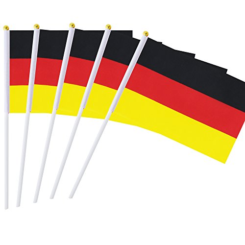 25 Pack Hand Held Small Mini Germany German Stick Flag Round Top National Country Flags,Party Decorations Supplies For Parades,World Cup,Festival Events,International Festival - color: Germany