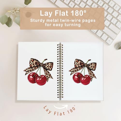 Leopard Bow Cherry Notebook Journal,Trendy School Supplies for Girls - color: Cherry - Leopard bow