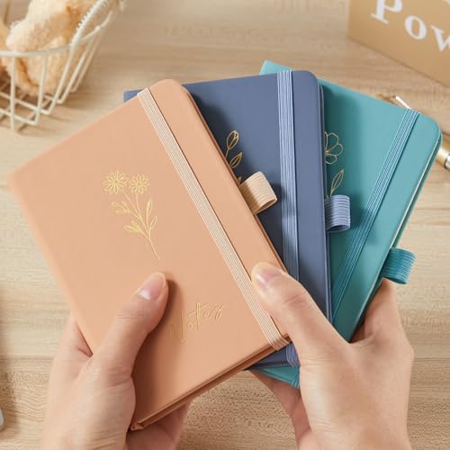NIRMIRO 3 Pack Small Pocket Journaling Notebooks with Pen, A6 (3.7" x 5.7"), for Women/Men Work Writing Travel Business, School Office Supplies - color: 3 flower, size: A6