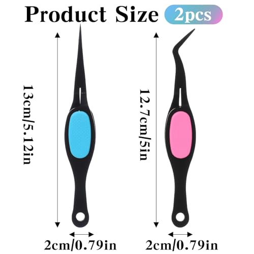 Ymapinc 2PCS Stainless Steel Reverse Tweezers for Crafts, False Eyelashes Precision Jewelry Tweezers for Stickers, Beading Bracelet Making Art - color: Black