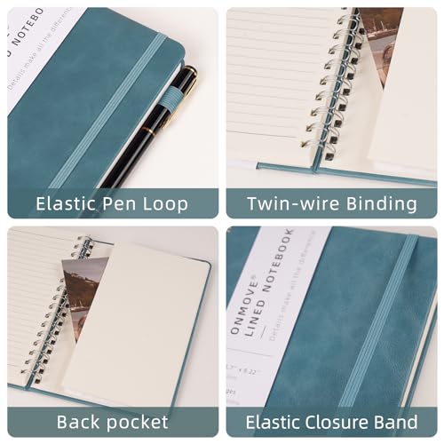 Spiral Notebooks Journal for Women Men 12 Pack Bulk Leather Hardcover with Pen Holder A5 160 Pages 100 GSM Thick Paper for Work School Lined Sky Blue - color: Sky Blue