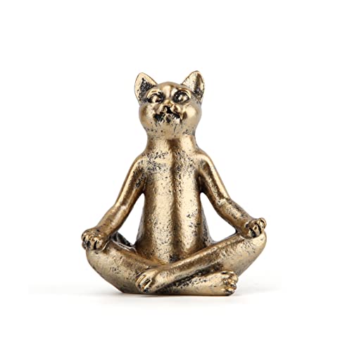 Smadeer Yoga Cat Statues for Home Decor Accents,Yoga Pose Figurine for Zen Spiritual Bedroom Living Room Office Table Desk Modern Boho Decoration,Meditation Shelf Decor Accents Antique Bronze Gift - color: Cat