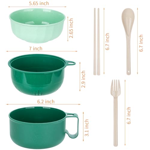Large Ramen Bowl,40oz Ramen Noodle Bowls Microwavable, Ramen Cooker with strainer, Microwave Pasta Cooker, Gift for College Boys Girls Male Female Dorm Room Essentials Instant Lunch - color: Green