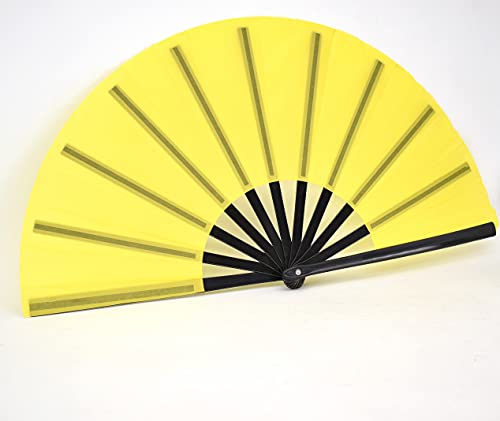 Folding Fan - 13 inch Nylon-Cloth Fan with Performance Design (Yellow) - color: Yellow