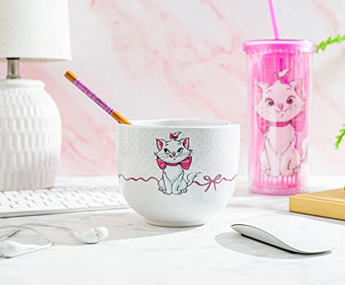 Silver Buffalo Disney The Aristocats Marie Ceramic Dinnerware Set | Includes 20-Ounce Ramen Noodle Bowl and Wooden Chopsticks