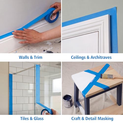 10Rolls Blue Painters Tape 30MM × 55Yd Wide Blue Masking Tape for Painting - size: 1.2inch-10rolls