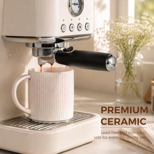 theterra Ceramic Coffee Mugs Set of 6, 14.2 oz Coffee Cups with Handle - color: Primrose Pink, size: 14 OZ (Set of 6)