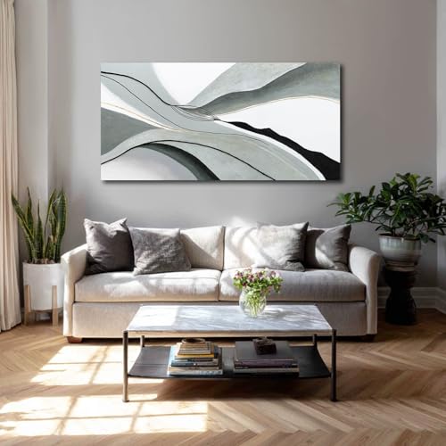 Ocevarin Canvas Wall Art Abstract Wall Decor Neutral Posters Grey Pictures Wall Decor Black Line Art Prints for Dining Room Office 24"x 48" Entryway Artwork - color: Black Line, size: 48"L x 24"W