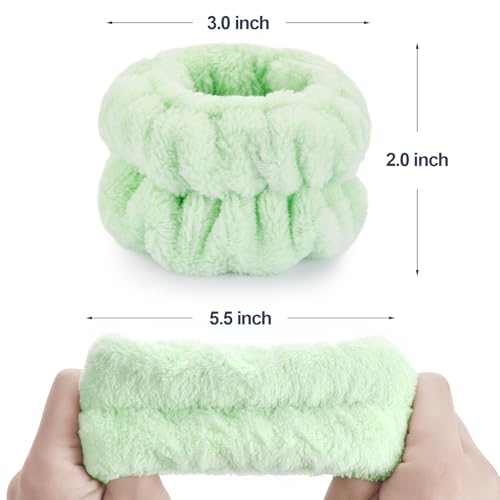 Dorbetar 2 Pcs Wrist Bands for Washing Face, Microfiber Wrist Towels for Washing Face, Spa Wristbands for Washing Face, Face Wash Wristbands, Arm Bands for Washing Face for Woman and Children - color: A-Green, size: 2 Count (Pack of 1)