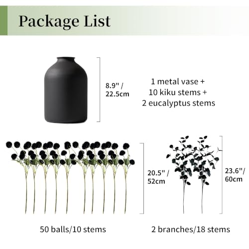 BLOSMON Black Flowers Artificial for Dining Table Centerpieces Decor - color: Black Kiku