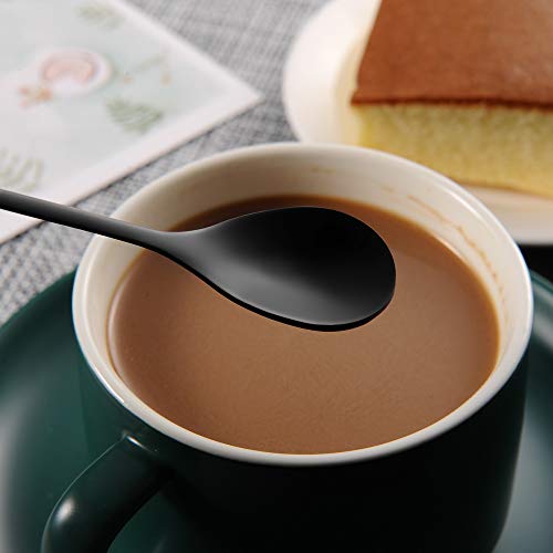 AnSaw Elegant Black Leaf Coffee Spoons - 10-Piece, 4.7" Mini Spoon - color: Black