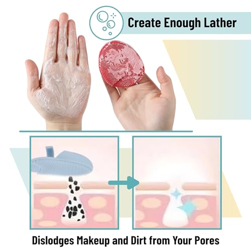 Slick- Silicone Facial Cleansing Brush, 4 Pack, Silicone Face Scrubber Exfoliator, Face Exfoliator Scrubber, Facial Scrubber for Face Cleanser Brush, Exfoliating Face Scrubber, Face Brush - color: Red\blue\white\yellow