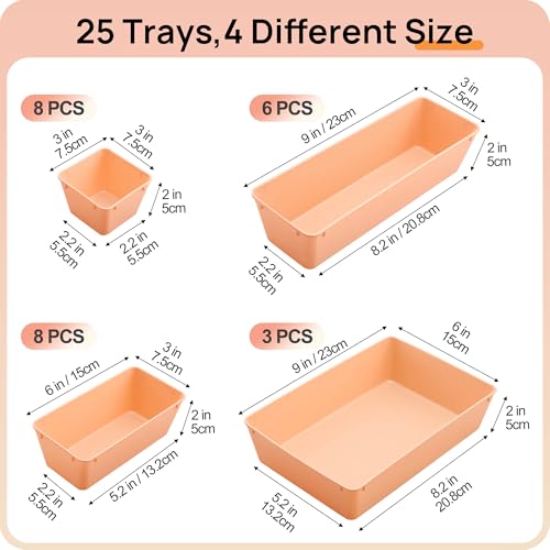 Vtopmart 25 Pack Plastic Drawer Organizers with Anti-slip Rubber Pads - color: Orange