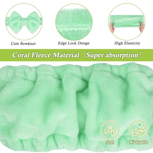 Shintop Makeup Headband, Soft Spa Headband with Bow for Skincare - color: Light Green