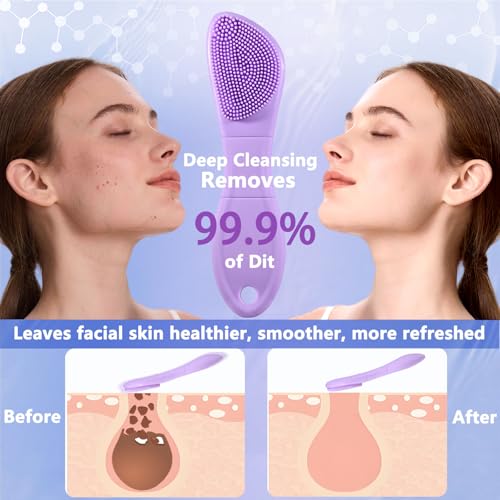 Silicone Face Scrubber Black Head Remover for Face- Appliances for Removing Make-up for Deep Cleansing Blackhead Remover Tools Face Spatula Makeup Removal Washing Brushes Pore Cleaner (Purple) - color: Purple