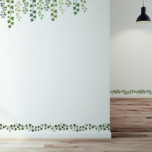 12 Pattern Leaf Vine Flower Wall Stencil Templates 11.8" x 11.8" Reusable Plastic Leaves Floral Stencils for Painting on Wood Wall Floor Fabric Glass Furniture, Vine DIY Home Decor Stencil - style: Vine A