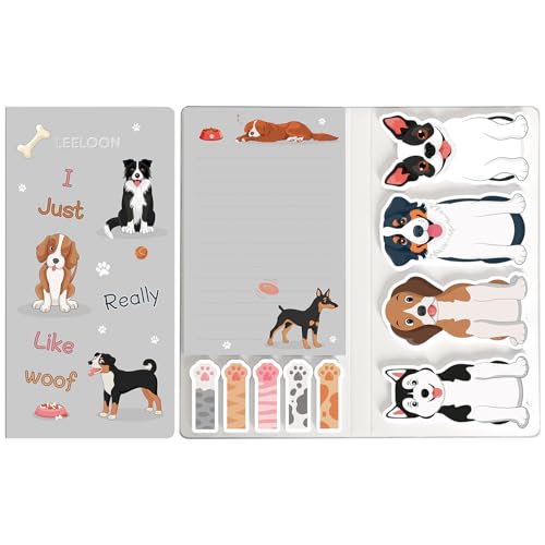 Dog Sticky Notes Set, 420 Sheets Cute Cartoon Animal Dogs Self-Stick Notes Pads Dogs Themed Memo Pads Dog Paw Page Markers Sticky Index Tabs for Home Office School Supplies - style: Dog