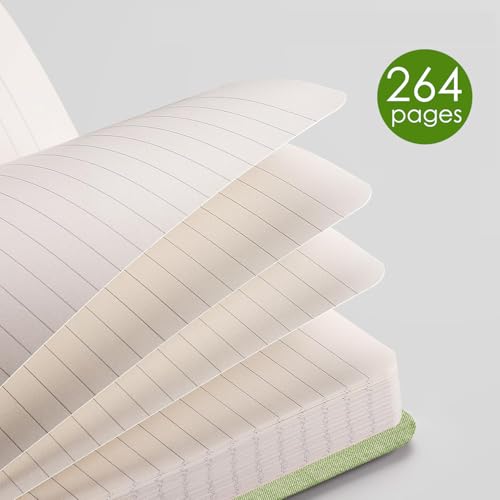 Linen Notebook, College Ruled, Hardcover, Lay Flat, B6, Small, 5x7, Thick, 100gsm, Green, Journal for Writing, Notebook for Work, Office - color: B6-Minimalism Green