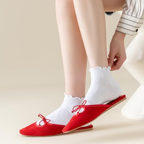 Mcool Mary Womens Ankle Ruffle Socks 6 Pack - color: White, size: 9-11