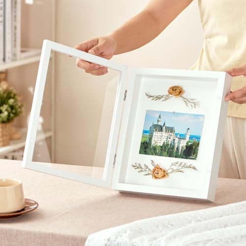 8x10 White Deep Shadow Box Picture Frame with HD Clear Glass - color: White, size: 8x10