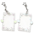 2 Pieces Star Wing-Shaped Photocard Holder Keychain - Clear Acrylic Protective Sleeve for ID, Bus, Student Card (Blue,Green)