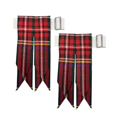 Men's Men's Tartans Kilt Flashes with Heavy Buckle Elastic Adjusters Fit - color: Black Stewart