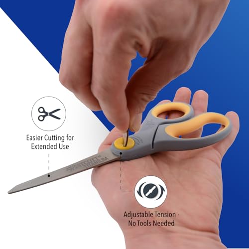 Westcott 8” Titanium Bonded Scissors with Adjustable Glide and Soft Handle, 2-Pack- Durable Multipurpose Scissors for Office, Home, and School Use, Sharp Precision Blades for Everyday Cutting - size: 2-Pack