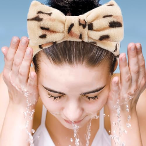 6 Pack Spa Headbands for Women Face Washing Headband Leopard Print Style - color: Leopard