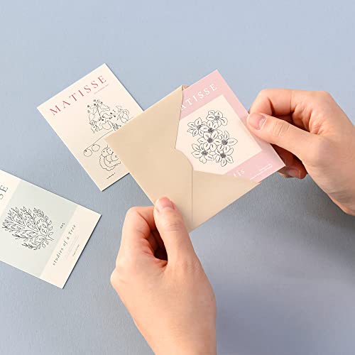 Monolike Day-by-day Card, Henri Matisse Drawing - Mix 36 Mini Single cards, 36 envelopes, 36 stickers Package - color: Henri Matisse Drawing