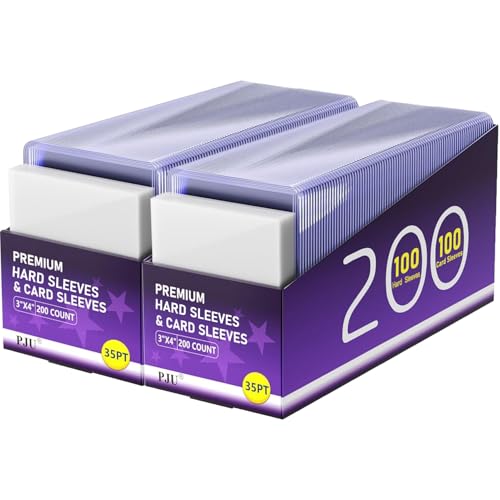 400 Card Sleeves Hard Plastic, 3×4 Baseball Card Holder for Sports Cards - size: 200 Hard Sleeves + 200 Soft Sleeves