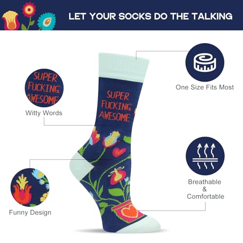 Funny Socks for Women and Teenage Girls, Cute Crazy Unique Novelty Gifts - color: H-flower-b