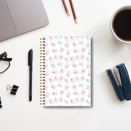 Chinoiserie Mahjong Gifts Notebook, Mahjong Gifts for Women Journal, Gift for Mah Jong Lovers Players Journal, Mah Jong Accessories Hardcover Spiral Notebooks 5.5x8.3 Inch - color: Section 4