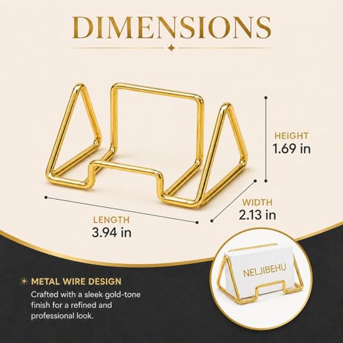 Business Card Holder for Desk, Gold Business Card Display Stand - color: gold