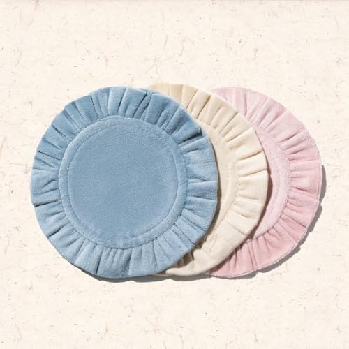 5 Inch Round Ruffle Velvet Coaster, Tabletop Protection, Coffee Table & Bar Decoration, Drink Coasters Suitable for Home Dining Tables & Kitchen Accessories Set of 4, Blue Grey - color: Blue Grey