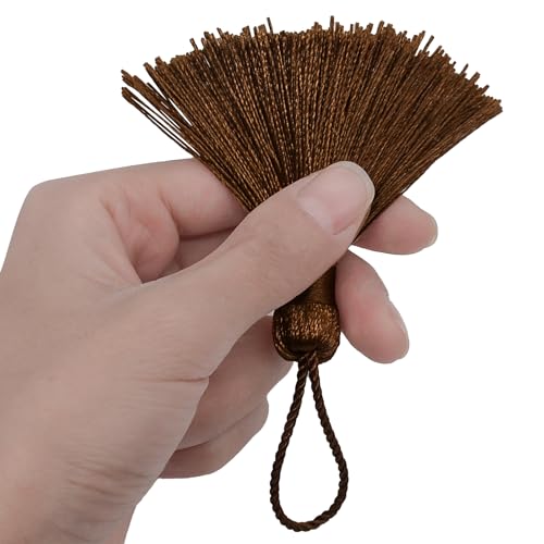 20Pcs 4.3 Inch Silky Mini Craft Tassels for Earrings, Souvenir(L-Coffee) - color: Light Coffee