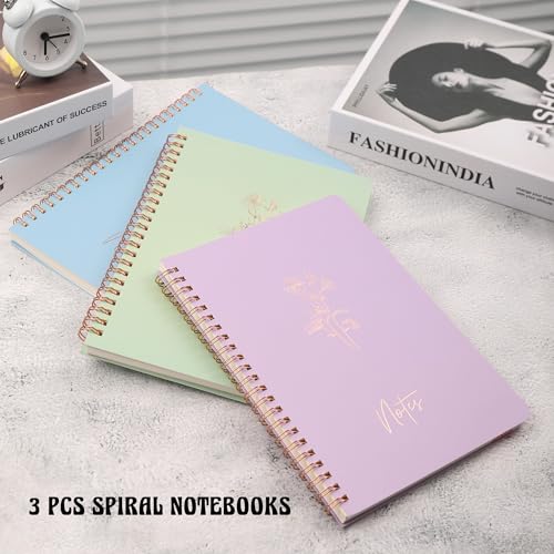 MGGAO 3 Pcs Spiral Notebooks For Women, Aesthetic College Ruled Journal - color: Pack 2