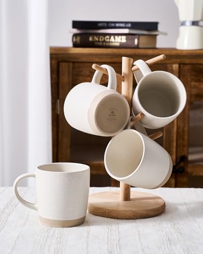 famiware Coffee Mugs Set of 8, Milkyway 13 oz Ceramic Cup Set with Handle - color: Milkyway-Matte White, size: 8 Count (Pack of 1)