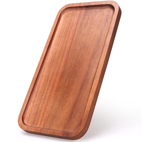 Small Wooden Platter Mini Charcuterie Boards Rectangle Acacia Wood Serving Trays Decorative Cheese Board Cake Appetizer Plates for Party, Home Decor, Food Dish Fruit Dessert Snack Tray,11"X5.5" - size: 11" × 5.5" × 0.6"