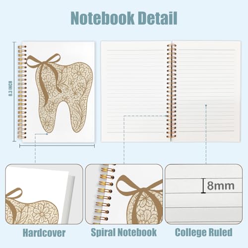 WUCHJ Dentist Gifts Spiral Notebook Journal, Dentist Dental Gifts for Women Notebooks for Note Taking, Coquette Bow Chinoiserie Floral Medical Journal, Pink Hardcover Notebook, 5.5x8.3 Inch - color: Coquette Bow Chinoiserie Floral Medical