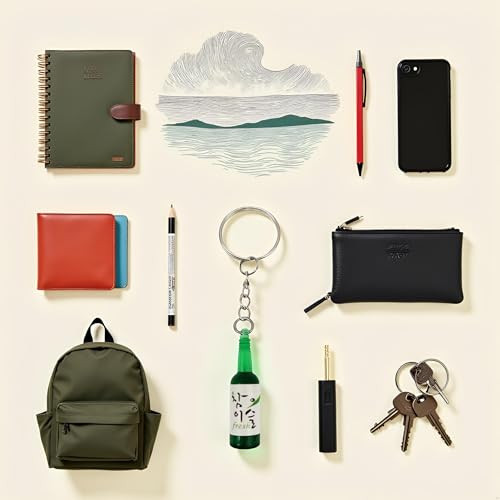 Green Soju Cans Keychain Fashion Drink Soju Bottle Keychain 6 Colors Simulation Resin Beer Wine Trinket Keyring Pendant Jewelry,Korean Keychains, Women Accessories，Keyrings, Keychains and Charms