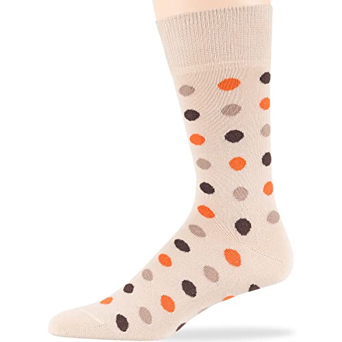 7BIGSTARS Men Cotton Patterned Crew Dress Socks 4-6 Pack, L 9-12 - color: Beige, Light Beige, Dark Brown (A39)