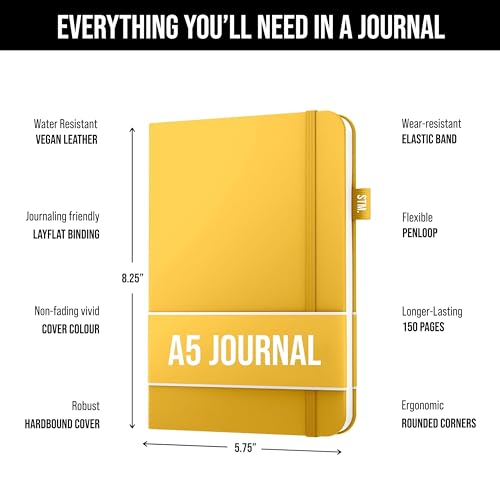 Scribbles That Matter Lined Journal Notebook for writing | Ruled 150 pages, 120gsm Thick Paper with Sticky Notes,pen loop, elastic band, leather hard cover A5 journals for writing, 5.75x8.2 inches - color: Pear