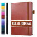 Lined Journal Notebook for writing + Free Pen! Ruled 200 pages, 120gsm Thick Paper with Sticky Notes,pen loop, elastic band, leather hard cover | Scribbles That Matter A5 journals, (5.75 x 8.2) - color: Chestnut