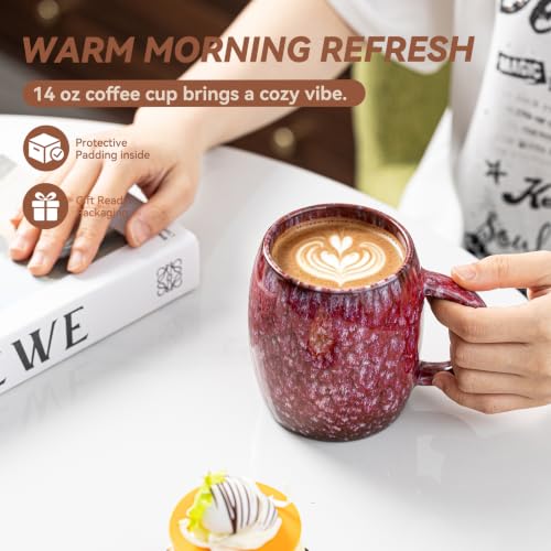 Sakura Snow Ceramic Mug, 14oz Reactive Glaze Coffee Mug, Birthday Gift - color: 14OZ - Sakura Snow · JOY