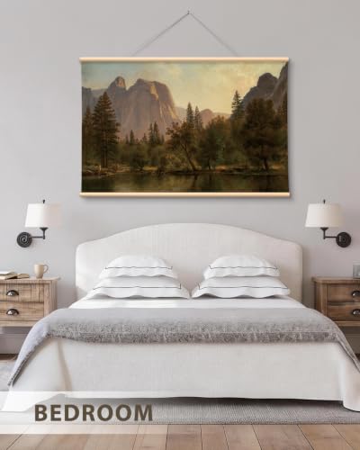 VIYYIEA Extra Large Wood Framed Mountain Landscape Wall Art, 36x54 - color: Mountain Landscape Scroll