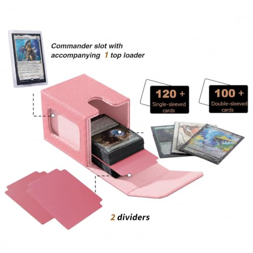 Venssu MTG Deck Box with Commander Display, Fits TCG Cards (Pink&Pink) - color: Pink&Pink
