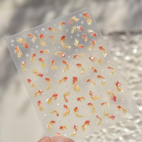 5D Embossed Under The Sea Stickers for Nail Art, Jelly Fish - style: to4906