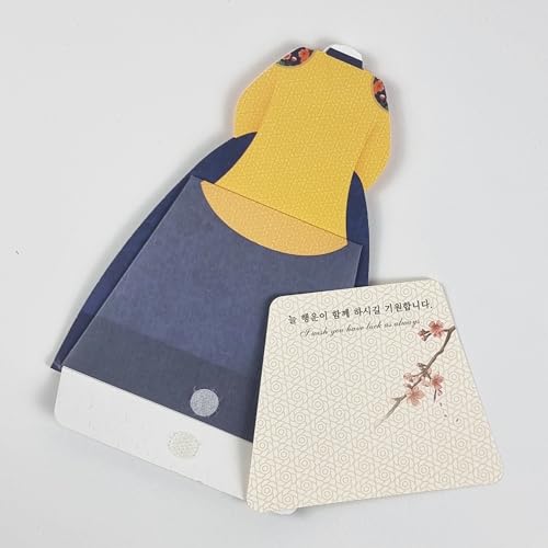 Korean Hanbok Money Envelopes - Traditional Gift Card Holders 6-Piece Set with Gold Accents