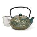 Juvale Cast Iron Tea Kettle with Infuser - 34 oz, Sage Green Floral - Loose Leaf Tea Infuser Pot & Japanese Cast Iron Teapot - color: Green, size: Medium